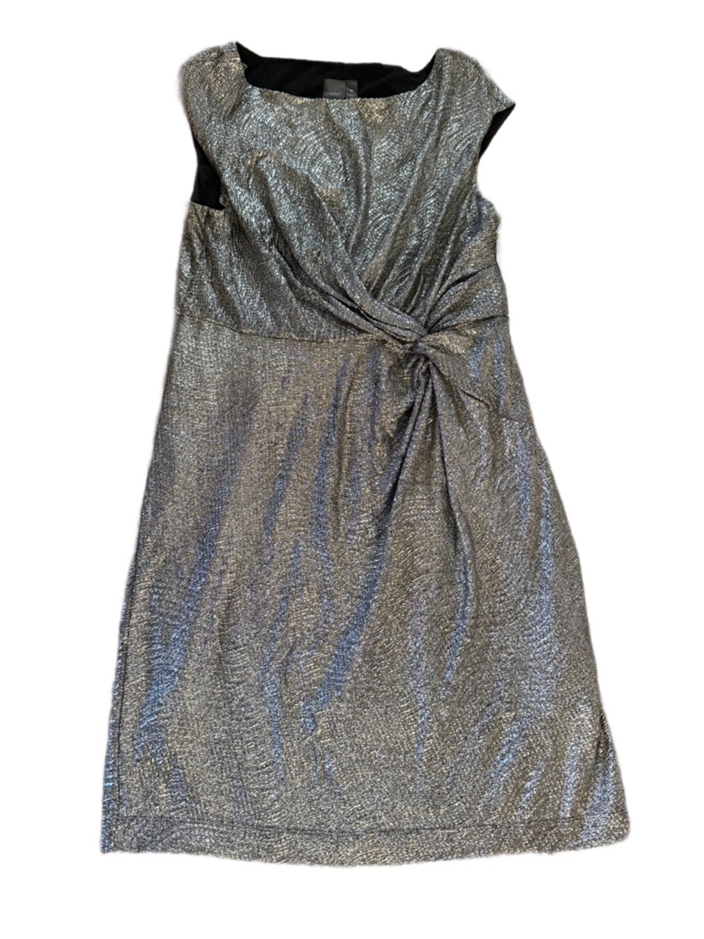 Silver Metallic Knot-Detail Sleeveless Dress